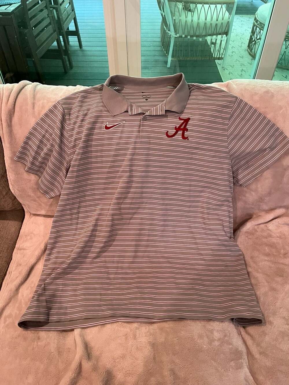 Nike Men's Alabama Crimson Tide Striped Dri-FIT Polo Shirt Grey Size 3XL
